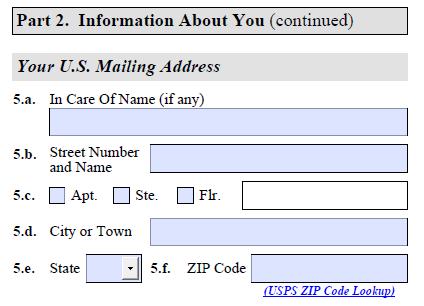 Enter the exact U.S. address where you would like USCIS to mail your EAD Card. If the address is not your own, please list the person who lives at the address in the In Care of field.