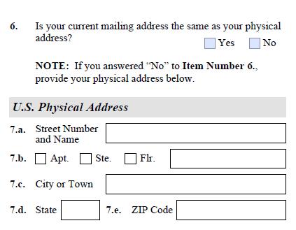 If this address you listed in the prior section is your current address, select Yes to question 6 and skip the next section.