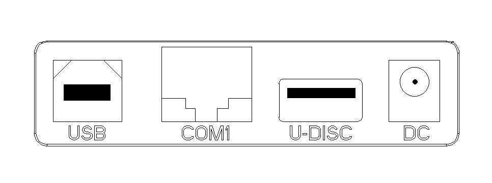 USB COM1 U-DISC DC Used for USB interface connected to the computer TCP/IP communication interface, can communication with the computer.