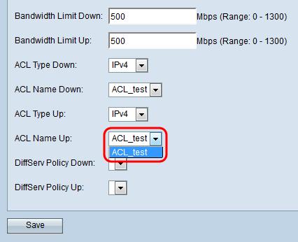 Step 9. Select the type of ACL in the ACL Type Up drop-down list to apply to traffic in the inbound (client to WAP device) direction.