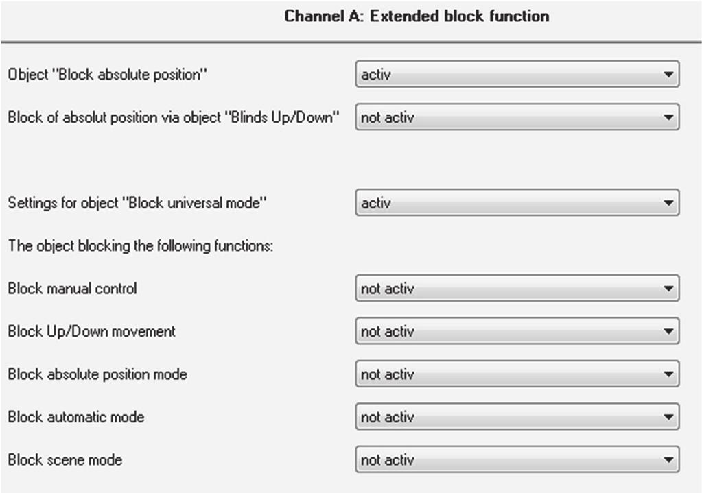 6.8 Block functions The extended block function can be activated for every channel by a separately subitem.