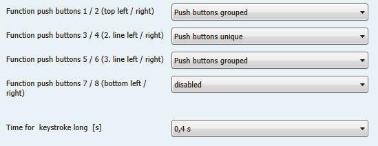 4.2 Configuration The following illustration shows the available settings for each channel: Figure 5: Configuration of push buttons The following chart shows the available settings: ETS text Dynamic