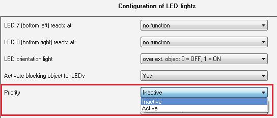 4.7.4 LED priority The LED priority can allocate every LED, except the orientation light, a certain behavior at the activation of one of the both priority objects.