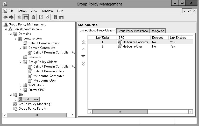 the Melbourne-Computer policy override settings configured in the Melbourne-User policy.