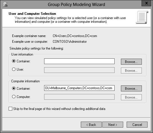 FIGURE 5-39 Group Policy Modeling Wizard 16.