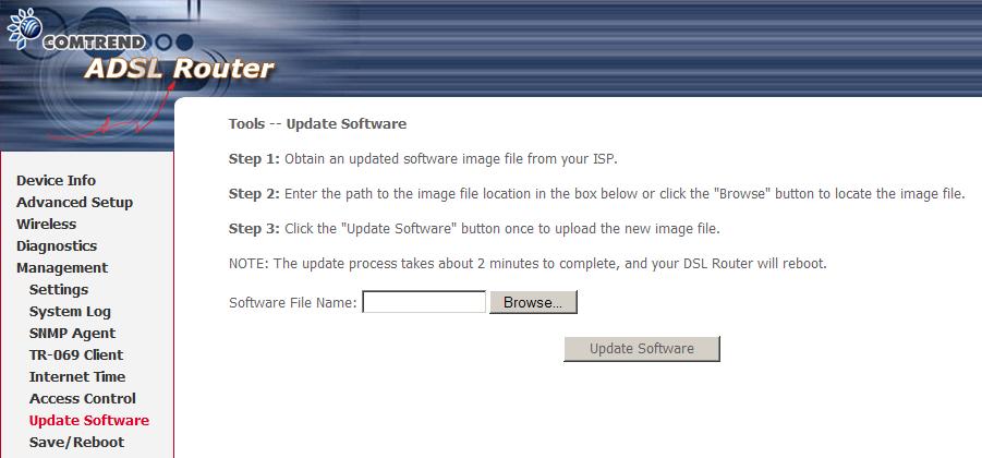 Step 1: Obtain an updated software image file from your ISP.