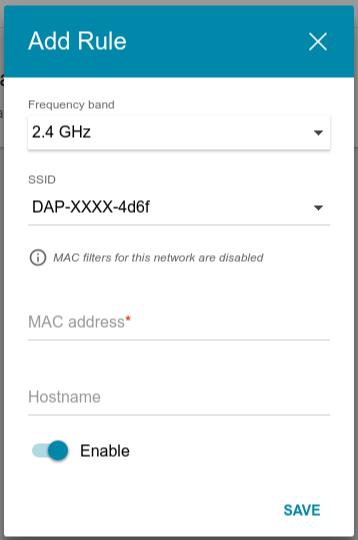 MAC Filter On the Wi-Fi / MAC Filter page, you can define a set of MAC addresses of devices which will be allowed to access the WLAN, or define MAC addresses of devices which will not be allowed to
