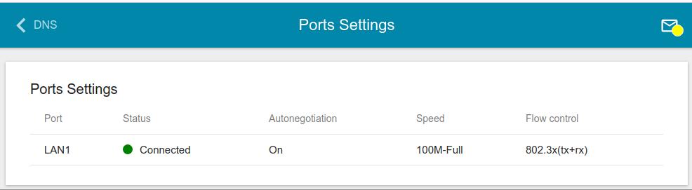 Ports Settings On the Advanced / Ports Settings page, you can configure or disable autonegotiation of speed and duplex mode or manually configure speed and duplex mode for the Ethernet