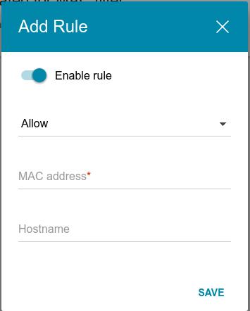 To allow or block access to the extender or the upper router's network, select the needed action (the Allow or Deny value correspondingly) from the Default mode drop-down list.