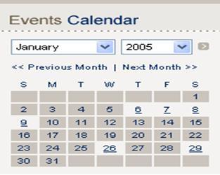 1.11 Calendar / Schedule Key Features personal calendar for anytime/anywhere use recurring daily, monthly, bi-weekly or annual events events can be grouped by 'type' public, private or 'busy' event