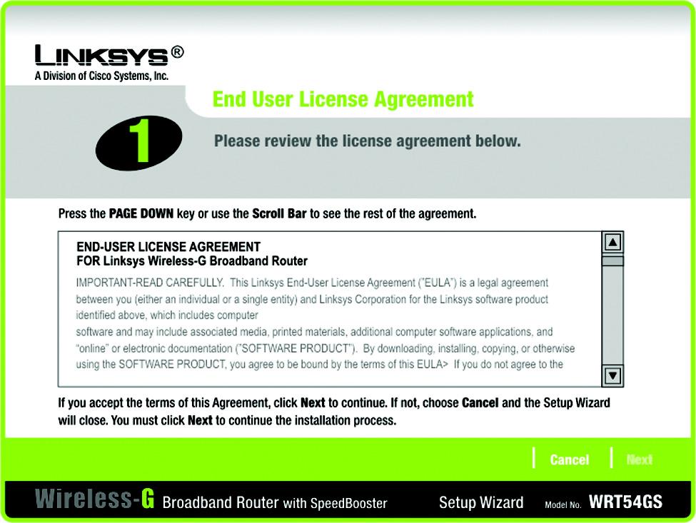 4. After reading the License Agreement, click the Next button if you accept, or click the