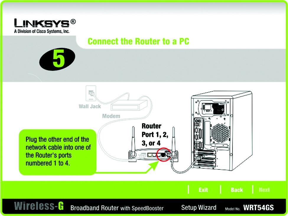 8. The Setup Wizard will ask you to connect the other end of the network cable to the Router.