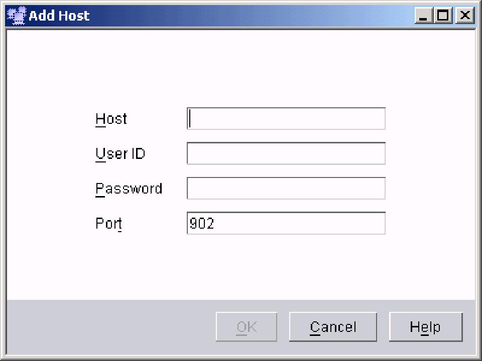 Figure 9. Add Host window 3. In the Host field, type the IP address or name of the host that is to be added to the farm.