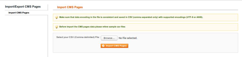 Step-2 Go to Your Site Backend -> MAGEBEES -> Import Export CMS Pages -> Import CMS Pages.