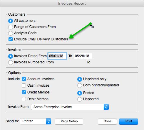The new Exclude Email Delivery Customers checkbox, shown in the following screen, can be selected to omit all customers that have the