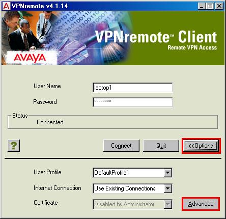 3.3. Check VPN Status on the Avaya VPNremote Client From VPNremote v4.1.