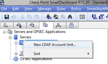 Working with R75.20 Software Blades To add an AD server to the management server: 1. Create a new LDAP Account Unit. 2.