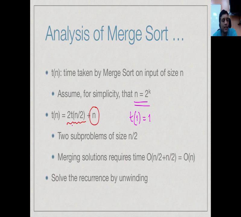So, now coming to merge sort itself, what we want to do is, we want to take a list of size n and you want to split it into two lists of size n by 2.
