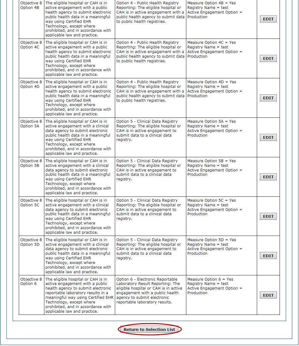 Stage 3 Required Public Health Objective (9) Figure 0-19: Required Public Health Objective List Table