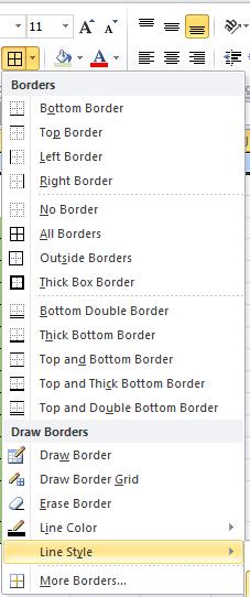 Adding Borders to a Block of Cells Highlight the block of cells to be formatted.