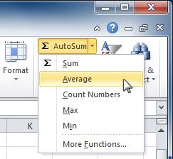 Using AutoSum The AutoSum command allows you to automatically return the results for a range of cells for common functions like SUM and AVG.