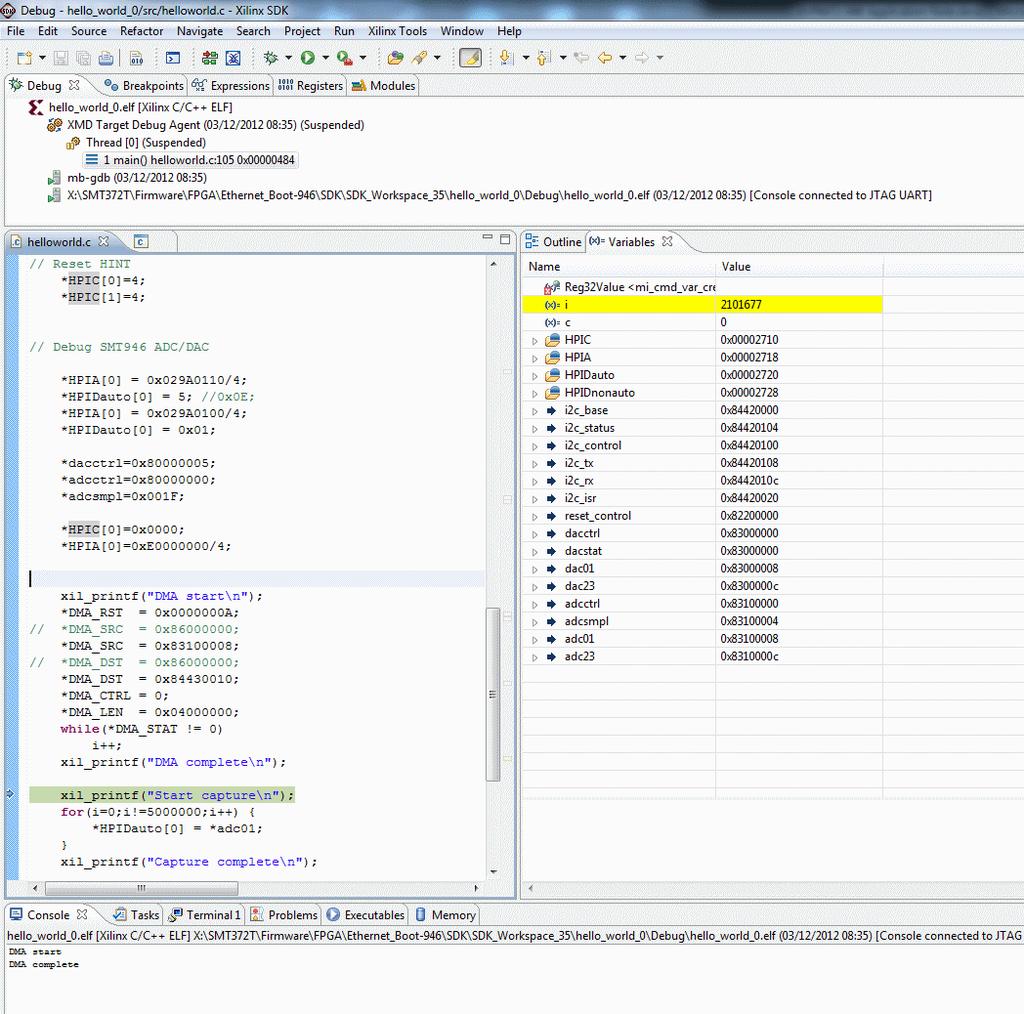 5.2 SDK Setup The following screenshot shows the SDK project during a debug session of