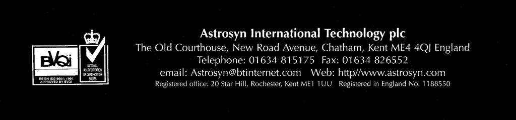 Ltd Astrosyn International Technology Ltd The Old Courthouse, New Road Avenue, Chatham, Kent, ME4