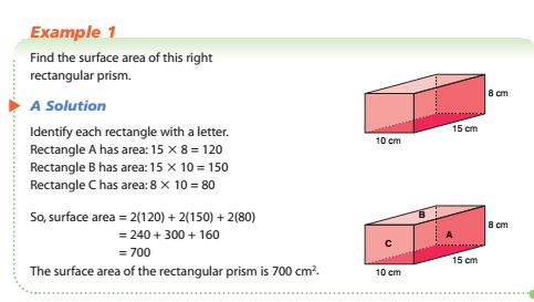 rectangular prism, you can find the surface area by using the following
