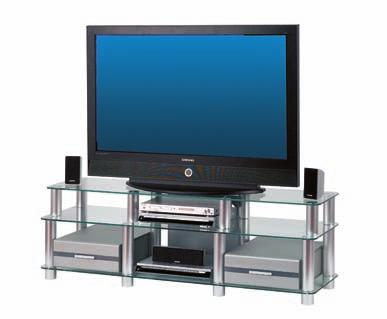 1500 Wide Glass & Tube Entertainment Furniture For your protection, EW uses toughened safety glass on all its products. Waterfall 1500 Model No.