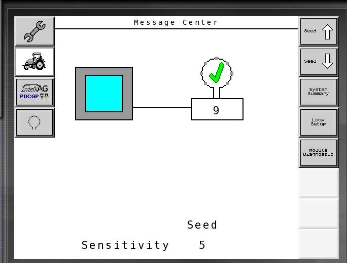 Figure 26 Daisy Chain Message Center Screen 5 Tramline Seed: 1,2 3 2 1 4 NOTE: Refer to page 29 for loop status symbol definitions Figure 27 Loop Status Symbols Good Communication Blockage Detected/