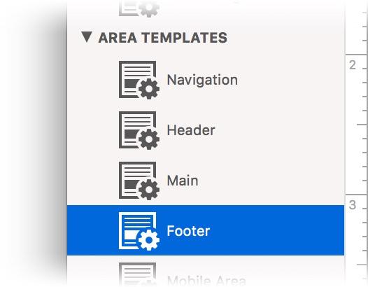 Double click on the new templates in the project list, and change the name to Navigation, Header and Footer. In the next step we will choose the correct settings for the area templates.