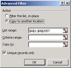 Step 5.6 Notice the arrows that appear on each column Click Data Step 5.7 Step 5.8 Step 5.9 Click Filter Click Advanced Filter A dialog box appears Step 5.10 Step 5.