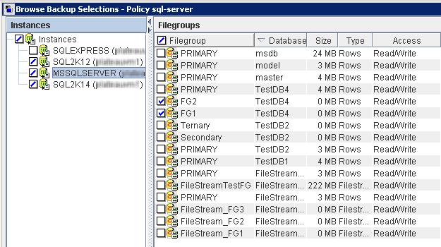 Configuring SQL Server backups with SQL Server Intelligent Policy Adding filegroups or files to the backup