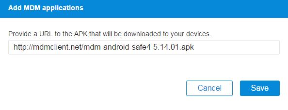 apk Return and paste the MDM client android package link address into the field provided in
