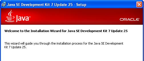 C:\Software\jdk-7u25-windows-i586.exe Part 6 - Installing JDK 7 Update 25 1. Make sure there is no previous Java version already installed on the system.