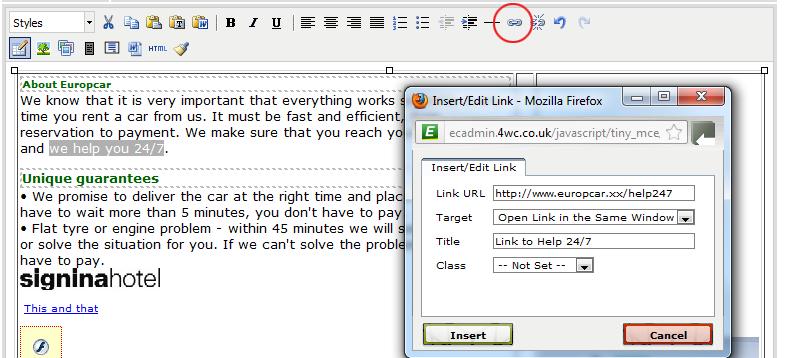 Links on your pages, including the anchor text You can create links within the free text on pages to other pages on the site that relate to the subject.