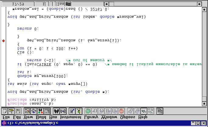 Executing and Debugging Tools Chapter 4 3. Left-click with the mouse in the left-hand column of the Source window to the left of the line containing the following statement.