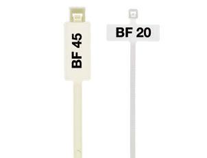 Cable tie Type F (cable tie) Cable tie with title block. For use with ink pens or permanent waterproof markers. F20 (Fig. right) Labeling fi eld lengthwise on cable. F45 (Fig.