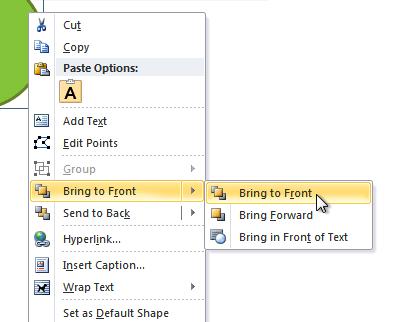 Right-clicking the shape 2. In the menu that appears, hover over Bring to Front or Send to Back.