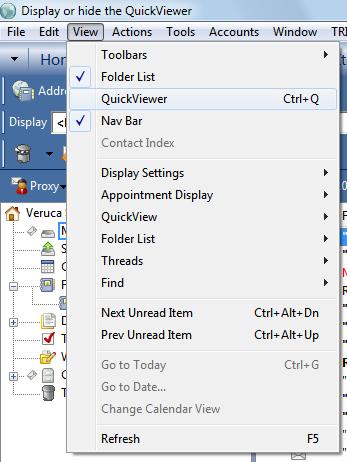 QUICKVIEWER The QuickViewer is a split-screen preview of items you select within GroupWise.