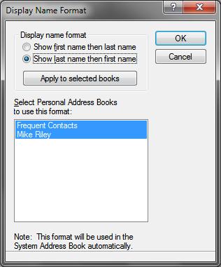 To change the name format: Open the Address Book from the main GroupWise window