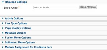 Adding a Menu Item Select the article you want to link to