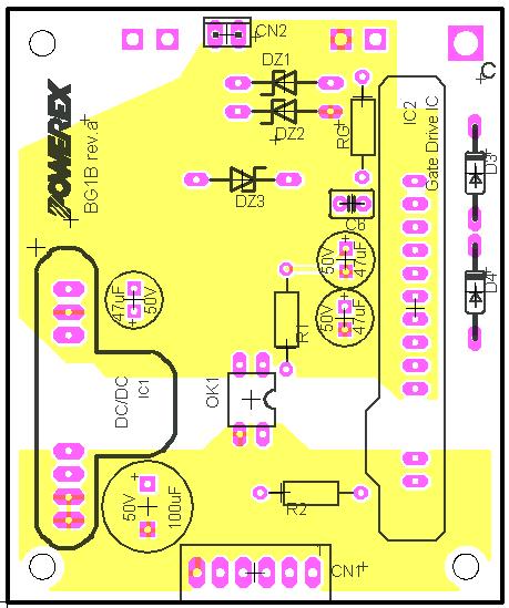 One important feature is the use of separate ground planes for the regions of the PCB having high voltage differences.