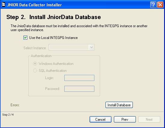 2 Step 2 Installing the JNIOR Database If you are using the INTEG