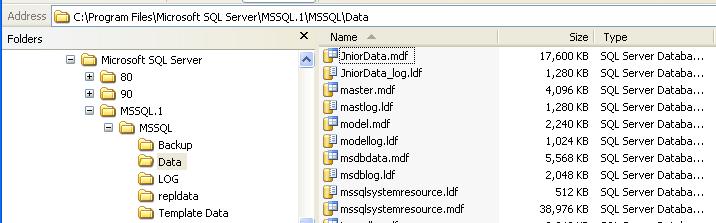 The INTEG Instance of Microsoft SQL Server Express Edition 2005 is installed in your Program Files folder under the Microsoft SQL Server folder.
