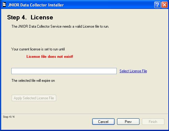 5.4 Step 4 Installing the Data Collector License INTEG will provide you with a license file that is installed in Step 4.