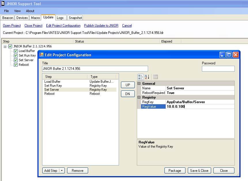 4 JNIOR Buffer Program The JNIOR Buffer program is installed using the JNIOR Support Tool and the loader zip file provided by INTEG.