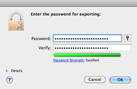 7. Verify that a private key is associated with the certificate. 8. Select the certificate and the private key. 9. From the menu bar, choose File > Export Items and save the items as a.p12 file. The.