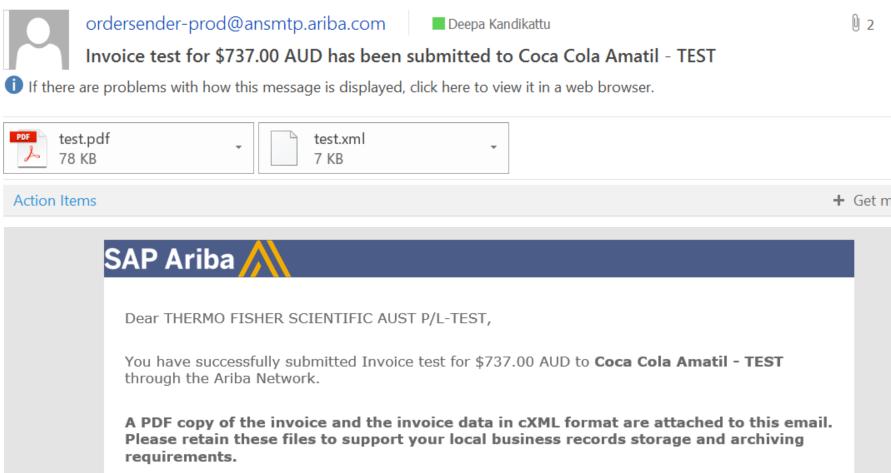 12 11 Sample of onscreen notification of invoice submission Sample notification of email sent to your inbox stating the invoice is submitted to CCA Futher Information Refer to the following link for