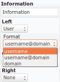 User Element for the Information Band 1. Select User from a drop-down list as required. 2.